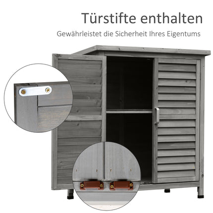 Garden tool shed in wood with slatted doors, gray 87x46.5x96.5 cm