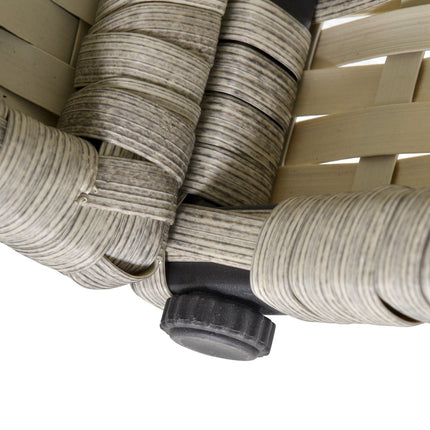 Garden sofa with lounge & stool, PE rattan grey