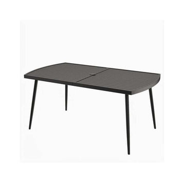 Garden Dining Table 160 x 90 cm for 6 People, Black, Parasol Hole