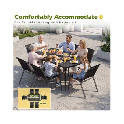Garden Dining Table 160 x 90 cm for 6 People, Black, Parasol Hole