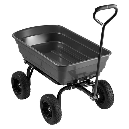 Garden Dump Cart 272 kg Poly, Quick-Dump, Swivel Wheels