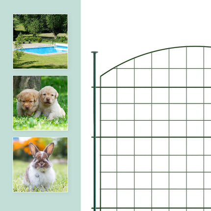 Garden Fence, 5 Arched Panels, Metal Border