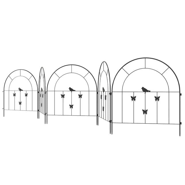 Steel garden fence - 300x70 cm, decorative mesh, black