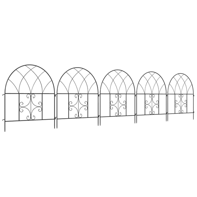 Decorative steel garden fence, 300x70 cm, black mesh