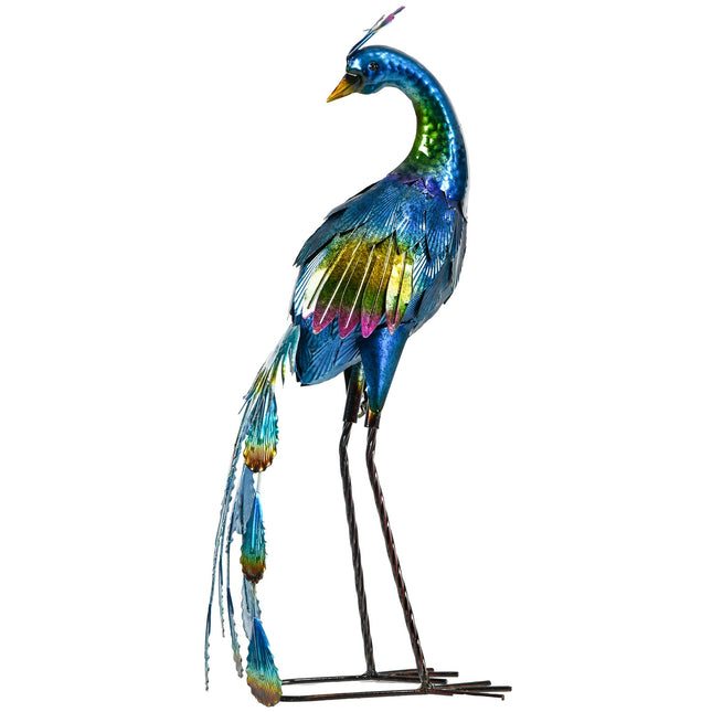Peacock Garden Sculpture - Weatherproof Outdoor Ornament 59cm