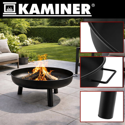 Garden Fire Pit 80cm Iron with Handles and Tripod