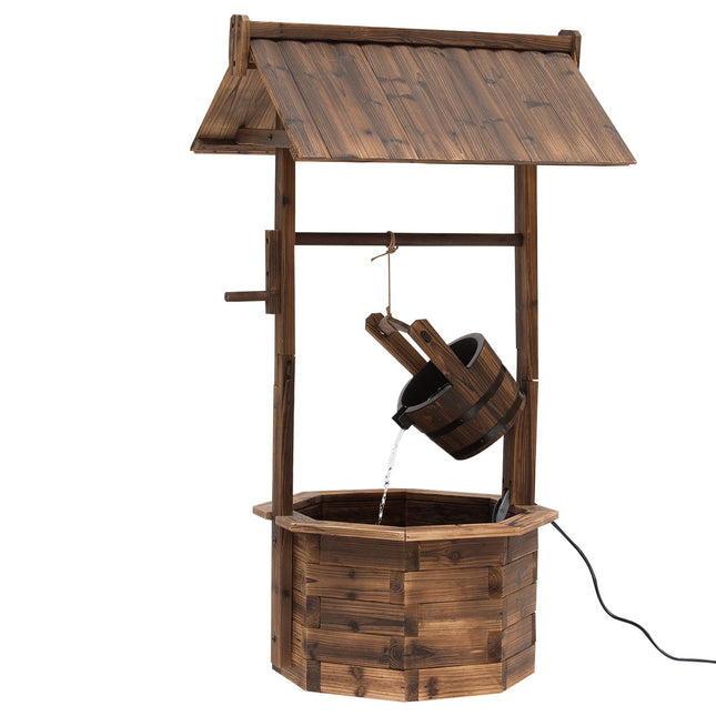 Decorative garden fountain in solid wood - adjustable waterfall