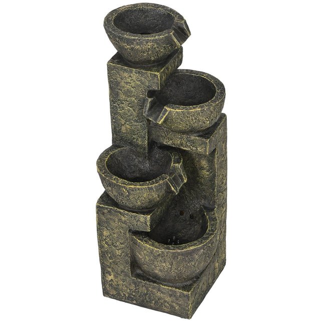 Resin Garden Fountain - Adjustable 4-Step Waterfall Function
