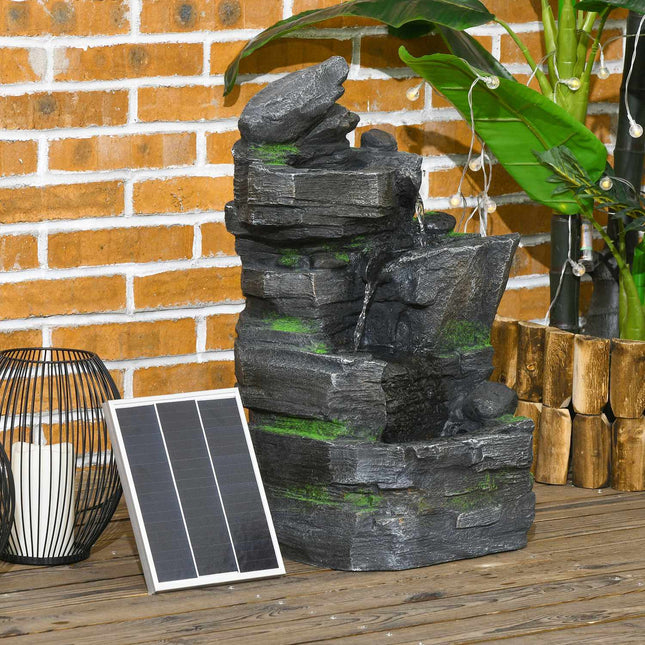 Solar Garden Fountain with LED lighting, 4 levels, 57cm