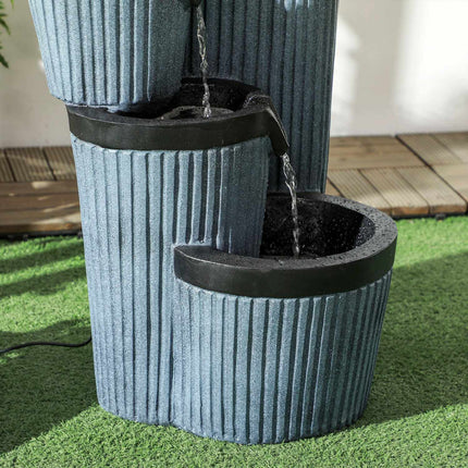 Solar powered 4-level garden fountain with LED, resin, 33 cm