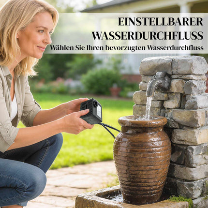 Garden Fountain with LED Lights, Adjustable Water Flow