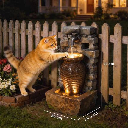 Garden Fountain with LED Lights, Adjustable Water Flow