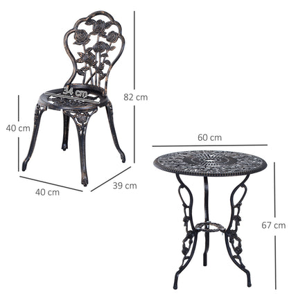 Garden furniture in bronze for 2, table and chairs