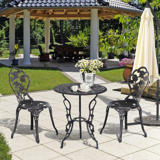 Garden furniture in bronze for 2, table and chairs