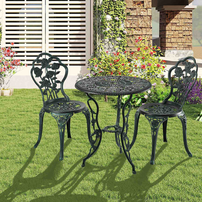 Garden Furniture Set – 3-Piece Cast Aluminium Vintage Design