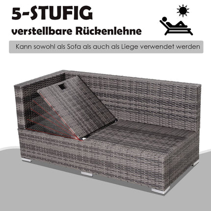 3-piece gray rattan sofa set with side table and storage