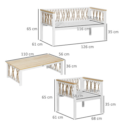 Garden furniture set for 4 with cushions - White