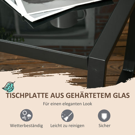 4-seater gray & black garden furniture set with sofa, armchairs, glass table - weatherproof