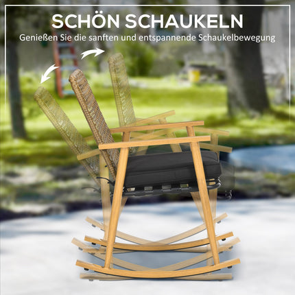 Garden furniture set, 2 rocking chairs & table, poly rattan
