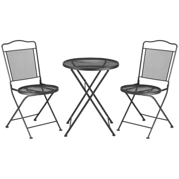 Outdoor dining set for 2 - Black metal table and chairs