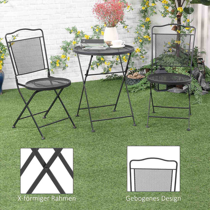 Outdoor dining set for 2 - Black metal table and chairs