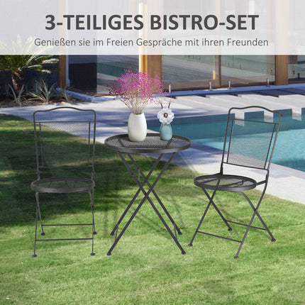 Outdoor dining set for 2 - Black metal table and chairs