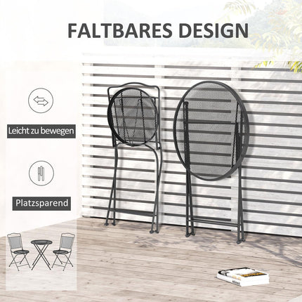 Outdoor dining set for 2 - Black metal table and chairs