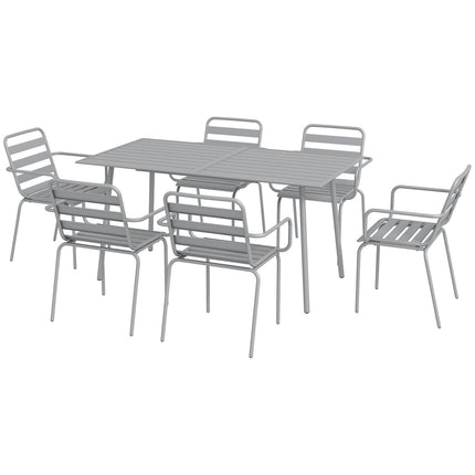 Garden furniture set - Steel dining table and 6 stackable chairs