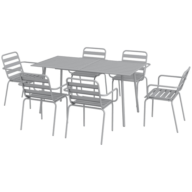 Garden furniture set - Steel dining table and 6 stackable chairs