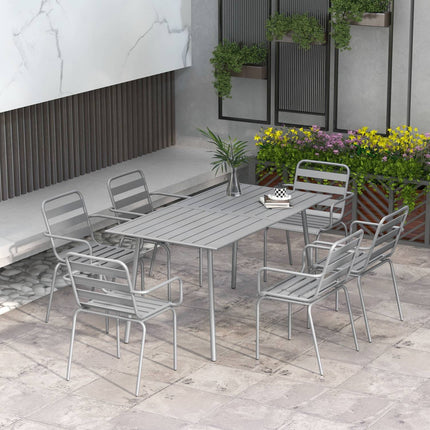 Garden furniture set - Steel dining table and 6 stackable chairs