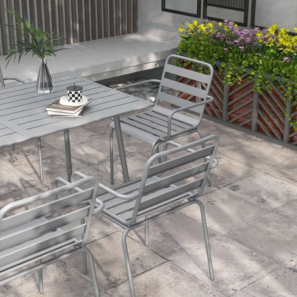 Garden furniture set - Steel dining table and 6 stackable chairs