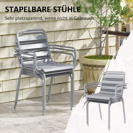Garden furniture set - Steel dining table and 6 stackable chairs