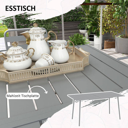 Garden furniture set - Steel dining table and 6 stackable chairs