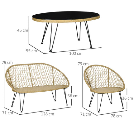 Outdoor furniture set with cushions - 4-piece lounge set