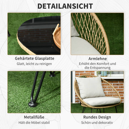 Outdoor furniture set with cushions - 4-piece lounge set