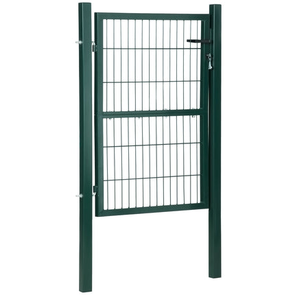 Steel garden gate with handle lock & keys, green, 97x170 cm