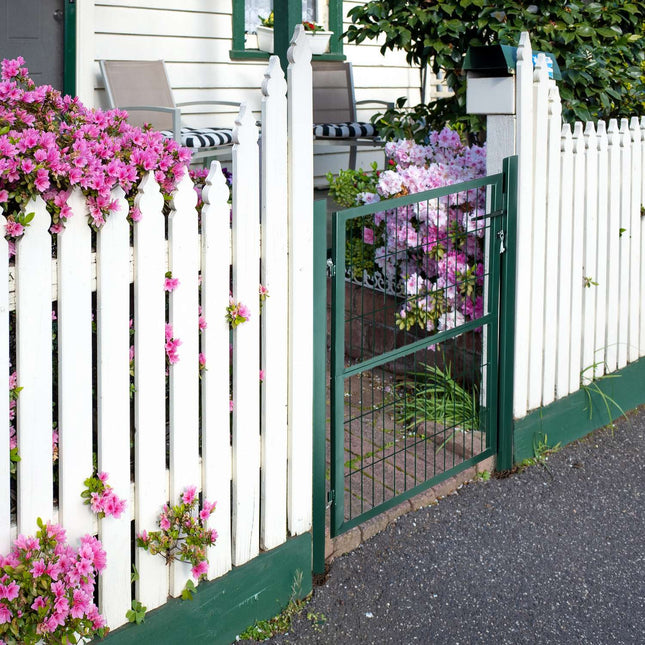 Steel garden gate with handle lock & keys, green, 97x170 cm