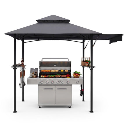 Garden Gazebo 2.5x2.5m with Awning, Shelves & Hooks