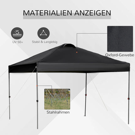 Pop-Up Garden Gazebo, 3x3m, UV protection, Black