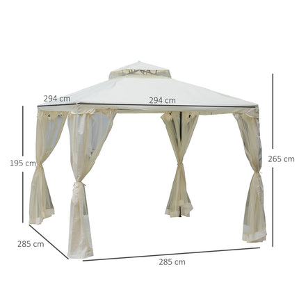 Garden Gazebo 3x3m, weatherproof with side walls