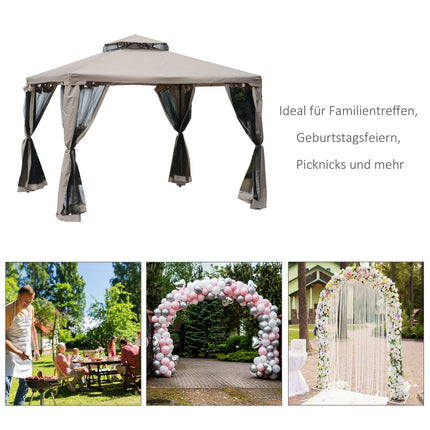 Garden pavilion 3x3m, weatherproof gazebo tent, grey