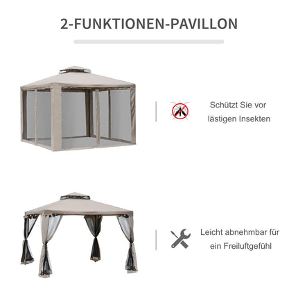 Garden pavilion 3x3m, weatherproof gazebo tent, grey