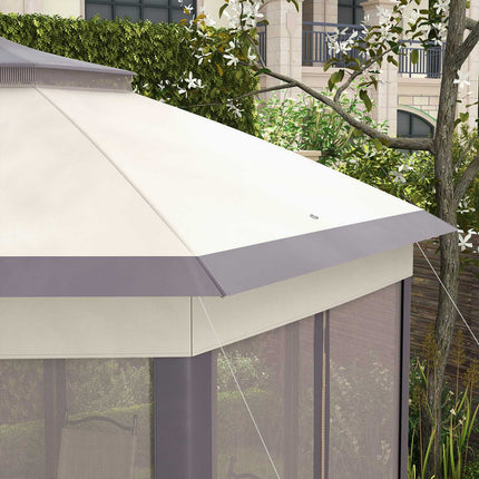 Hexagonal Garden Gazebo 4x4m with 6 side panels, pop-up tent