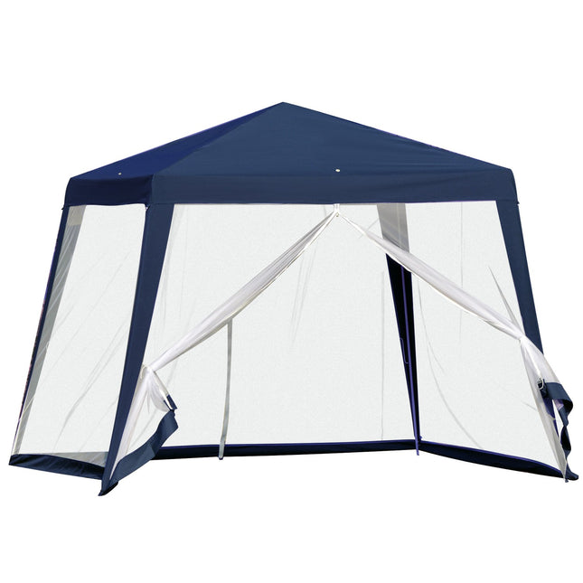 Blue 3x3m weatherproof garden gazebo tent with mosquito net