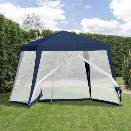 Blue 3x3m weatherproof garden gazebo tent with mosquito net