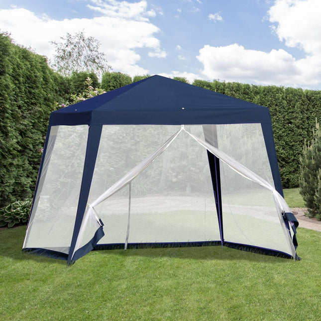Blue 3x3m weatherproof garden gazebo tent with mosquito net