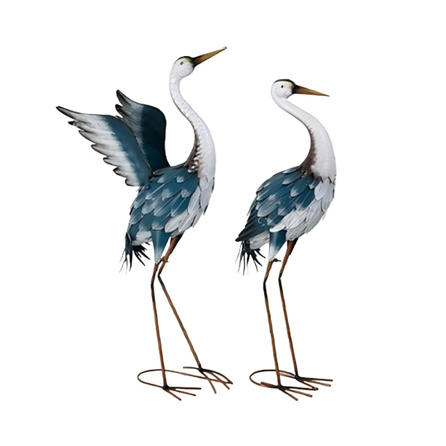 Garden Heron Décor Figures, Set of 2 Iron Statues