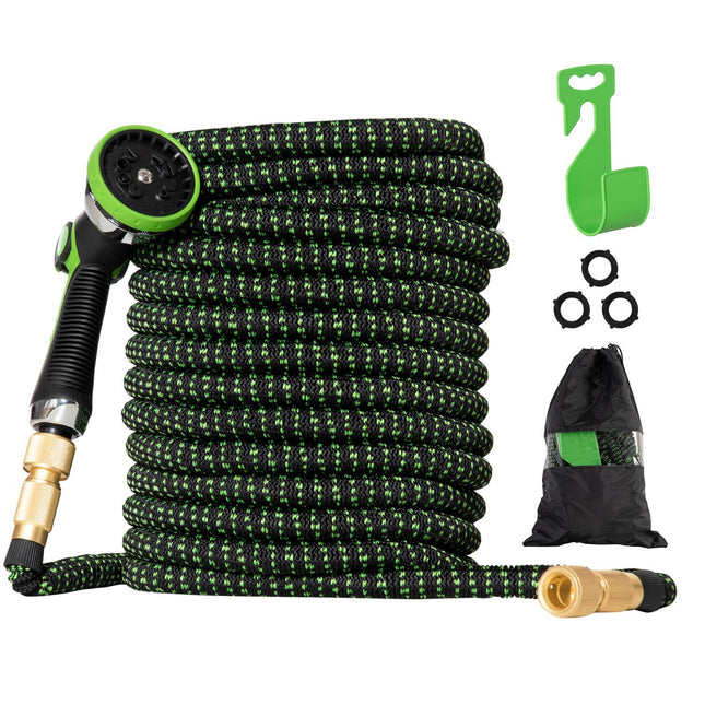 Flexible garden hose 30M with 10-function spray nozzle