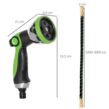Flexible garden hose 30M with 10-function spray nozzle