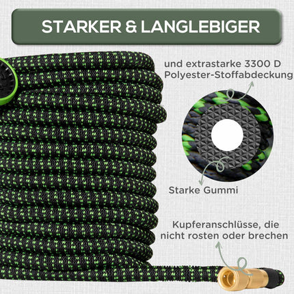 Flexible garden hose 30M with 10-function spray nozzle